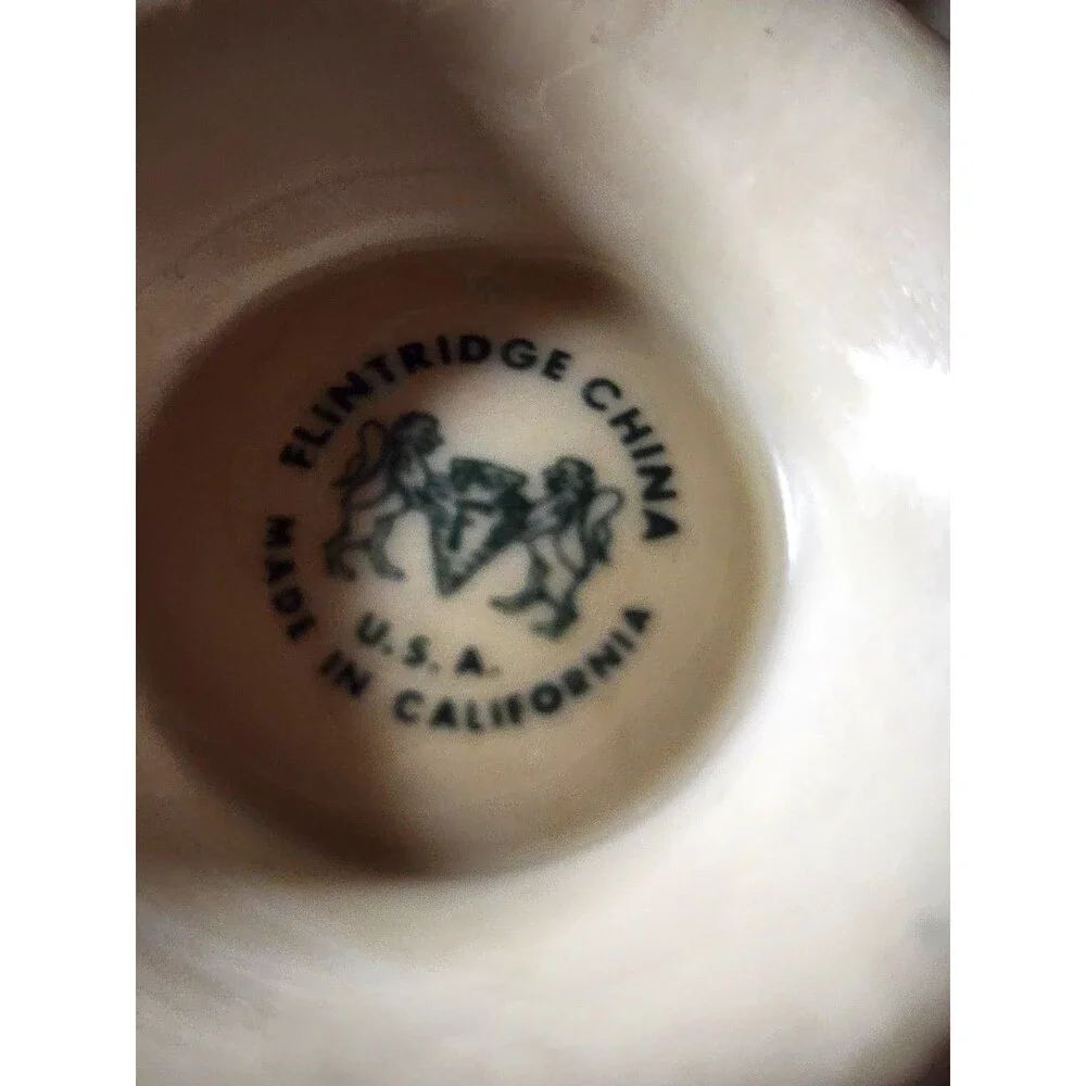 Vintage Flintridge China Open Sugar Bowl Platinum Trim Cream California MCM Dip